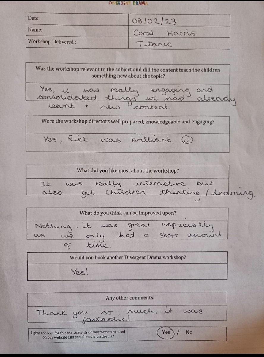 Some lovely feedback from a workshop yesterday 😄
Thank you for having us!! 
#divergentdrama