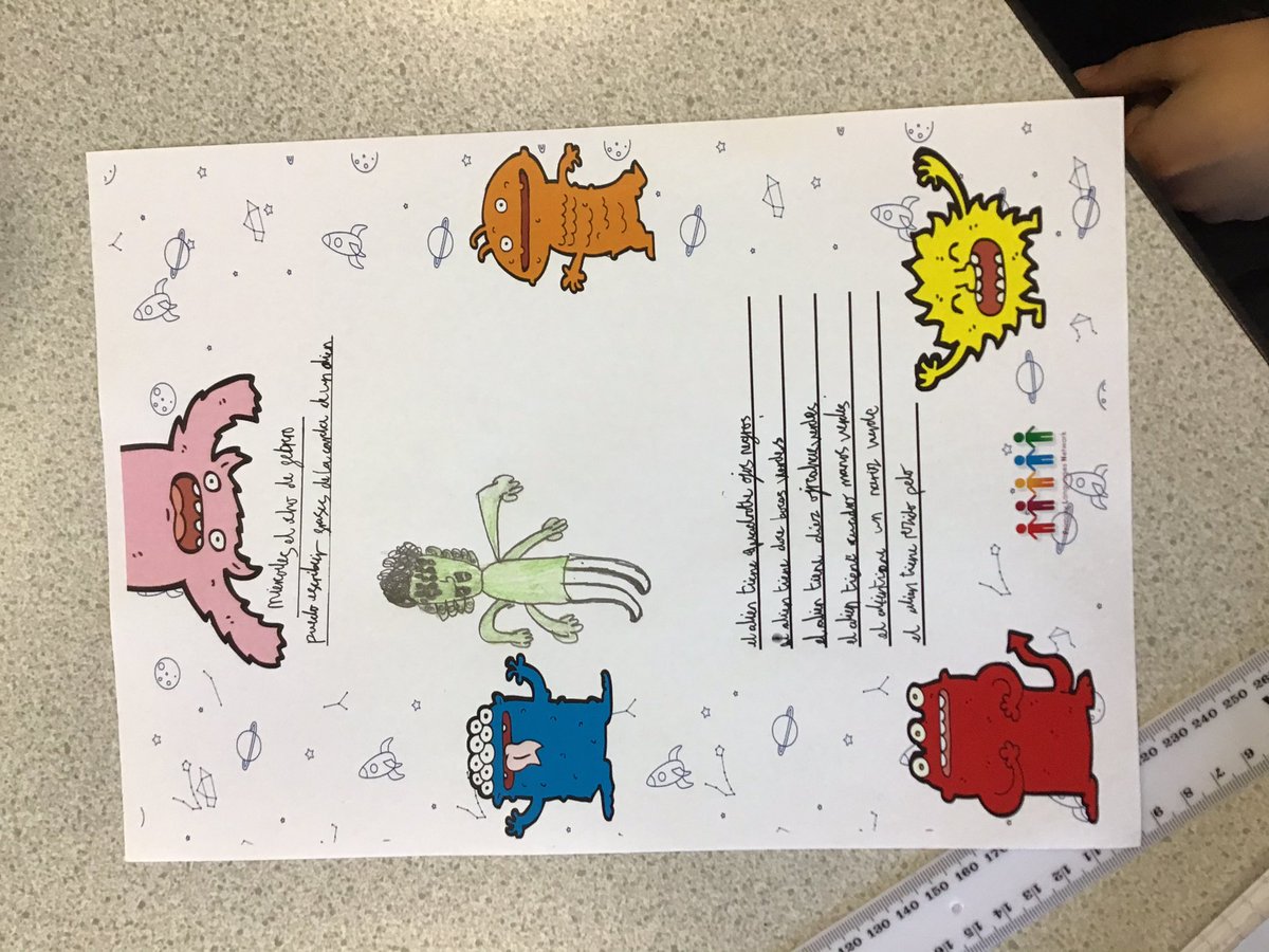 ABCPschool's tweet photo. #Class34P have drawn aliens and written sentences to describe their features, using their knowledge of numbers, facial features and colours and even applying their new learning about adding on plural endings to nouns and adjectives! @network_primary #ABMFL https://t.co/qsoEHD5Mxc
