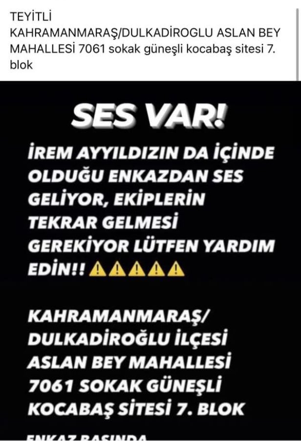 Üyemiz iletti.
#deprem