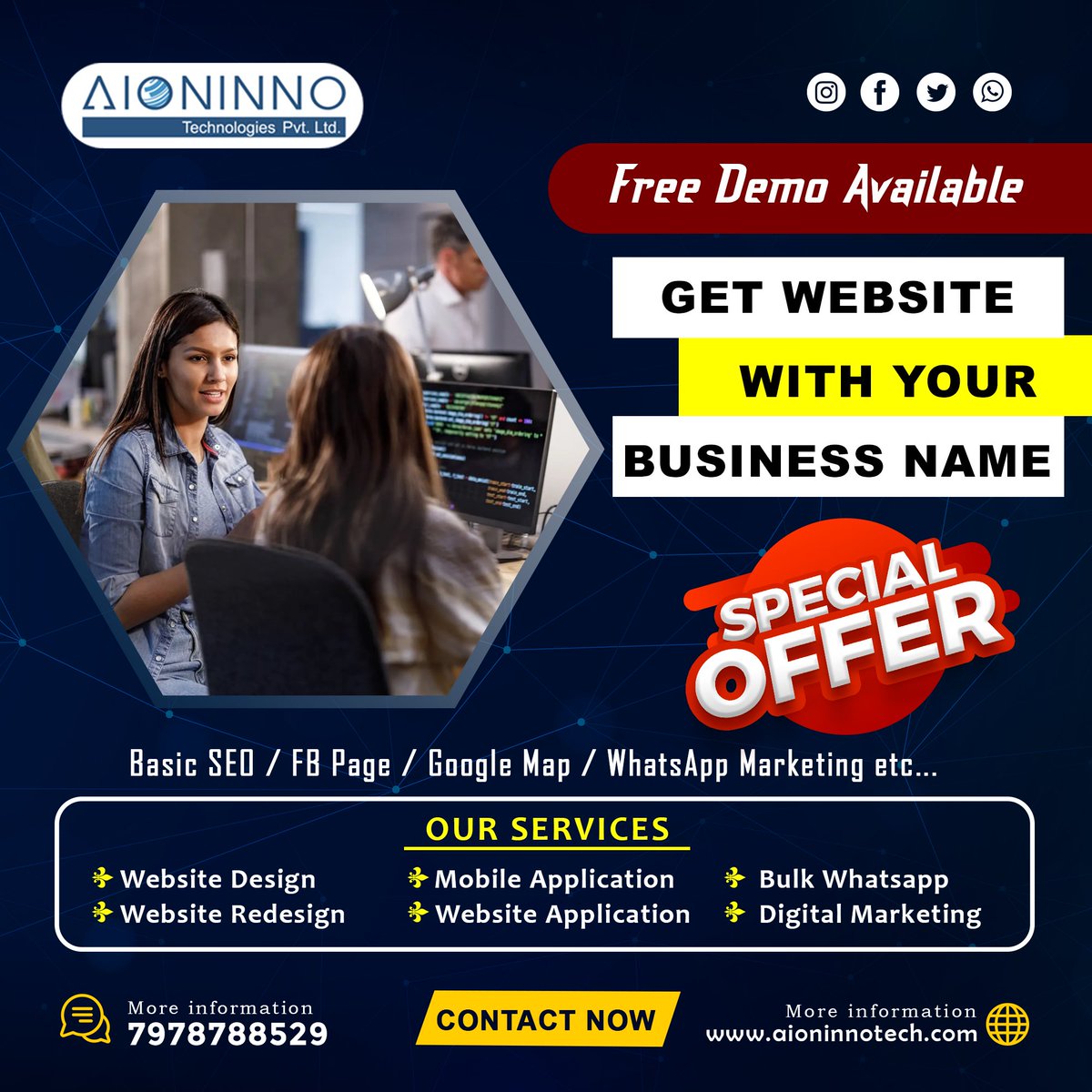 AionInnotech's tweet photo. Get Website With Your Business Name.
.
.
To know about our services
Contact - 8984967677
Website - https://t.co/yPdkSfAs8G
.
.
.
#aioninnotechnologies #websitedesigning #seotips #seo #websitetraffic #redesignwebsite #facebookads #seofrindly #facebookmarketing #andrioddevelopment https://t.co/98QEisjv4N