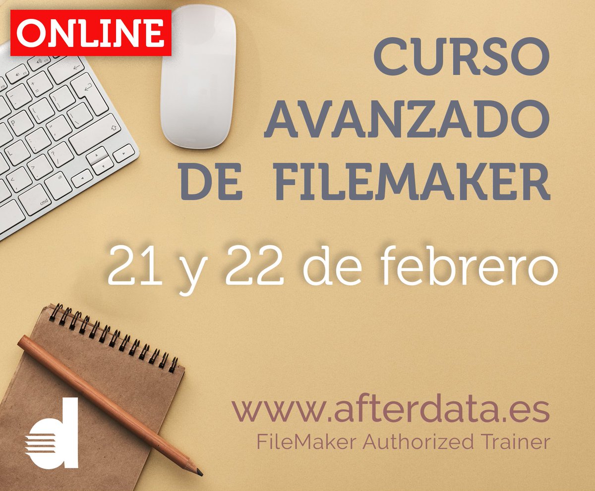 Últimas plazas para el #curso de #FileMaker avanzado de febrero:
"Aplicaciones profesionales con FileMaker Pro".
bit.ly/avanfeb23