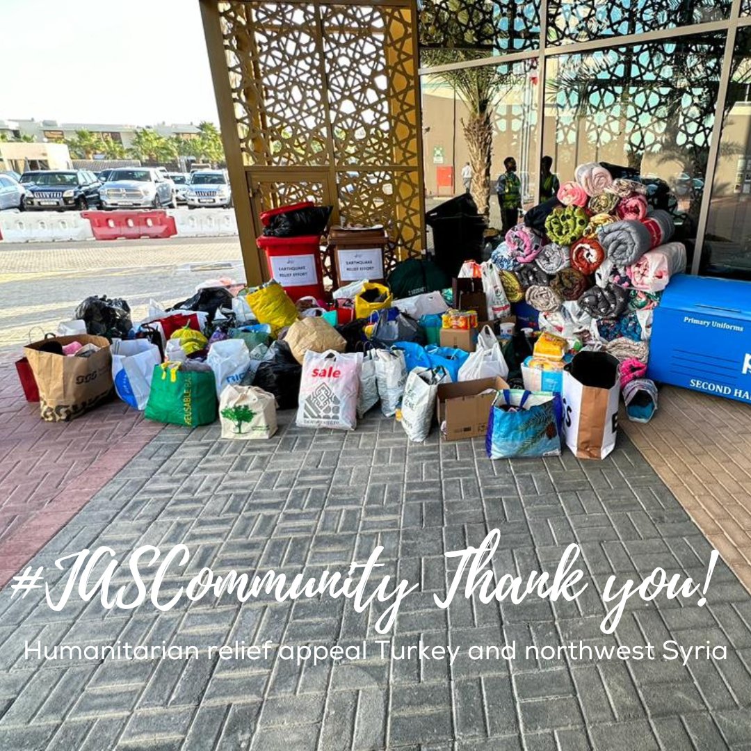 jebelalischool's tweet photo. THANK YOU JAS community for rallying together instantly to support the appeal for Turkey and northwest Syria. Your effort has been phenomenal and your donations will be collected by the UAE Turkish Embassy and Turkish Airlines. Thank you.
#JASFamily #EarthquakeAppeal @Taaleem https://t.co/hq9UKOjc9n