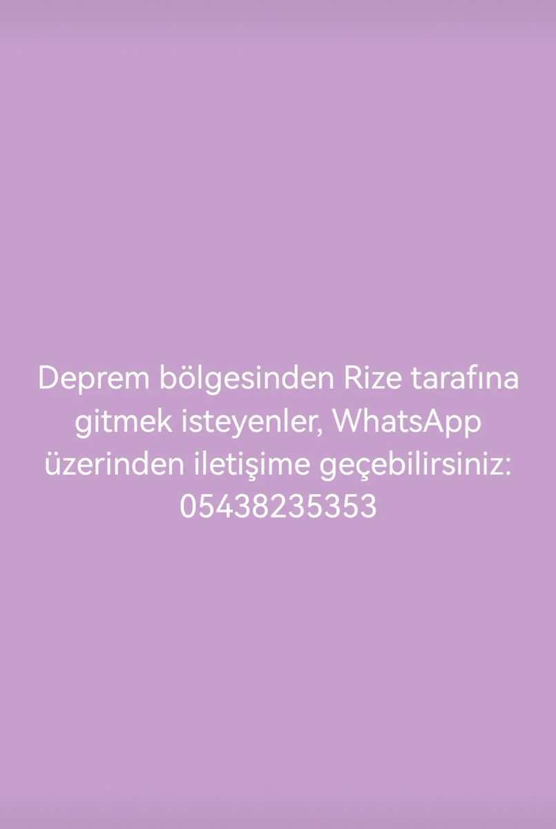 TEYİTLİ BİLGİ!

DEPREMZEDELERİMİZ İÇİN RİZE'YE ARAÇ VAR. GİTMEK İSTEYENLER İÇİN;

İLETİŞİM: 0543 823 53 53

#depremsondakika #acildeprem #HelpTurkey #yardım