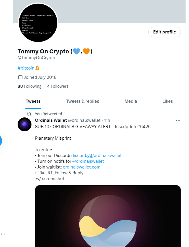TommyOnCrypto's tweet photo. @ordinalswallet https://t.co/u6IWpqWJ1y