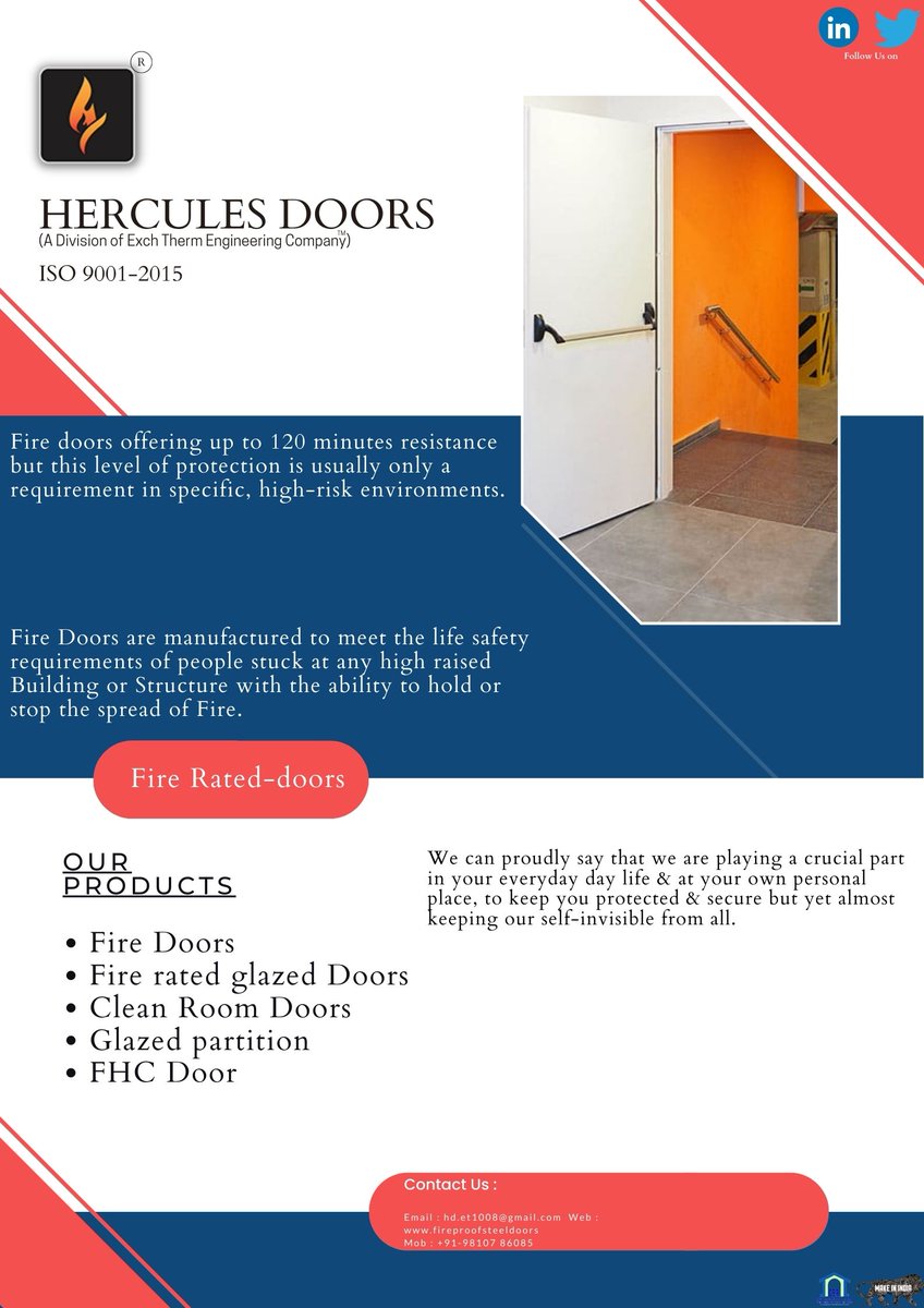 Hercules_Doors's tweet photo. Most importantly, you should know the differences between the various specifications. For example, the Fire doors code represents the number of minutes a fire door can withstand fire. #herculesdoors #exchthermengineering #fireproofsteeldoors #firedoors #fireresistence #FireSafety https://t.co/Nhz5liPwzP