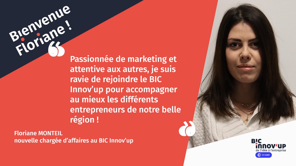 Bienvenue Floriane 🙌

👉Nouvelle recrue du BIC Innov’up, Floriane Monteil est issue d’un master en Marketing Stratégique. 

👉Sa spécialité ? Le marketing !

#gard #incubateur #recrutement #startup