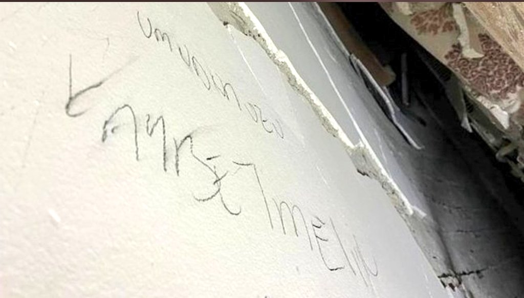 UMUDUNUZU KAYBETMEYİN bu yazıyı unutmayın enkazdan sağ kurtulan bir kişininin hayata bağlanmak için duvara yazdığı yazı bu