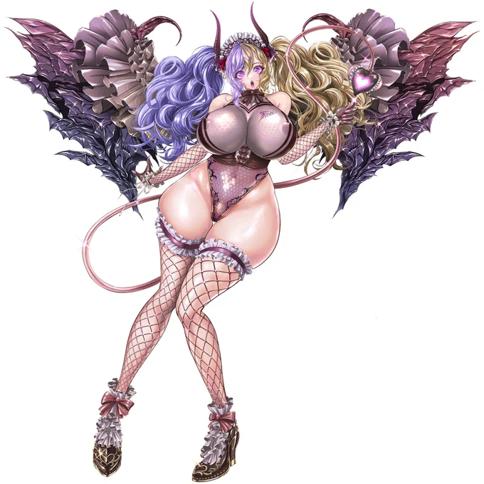 エデンズリッターグレンツェにてバレンタイン限定キャラ【淫魔女王メイド】デュルシーゼを描かせてもらいやした!('▽')魔王で淫魔女王で番長でメイドなデュルシーゼ様。自分でもワケワカらなくなってる模様(;'▽')細かい事は下々に任せておくのが「王」なのです!#エデンズリッターグレンツェ 