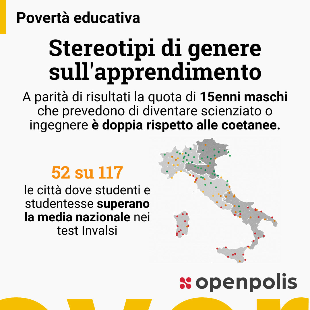 openpolis's tweet photo. Nelle città del nord-est le ragazze raggiungono i risultati più alti nei test numerici. Leggi di più nel nuovo approfondimento dell'osservatorio povertà educativa @conibambini https://t.co/Ykk9PWCTnb
#WeScience #February11 #WomenInScience https://t.co/Ixlcumyljc