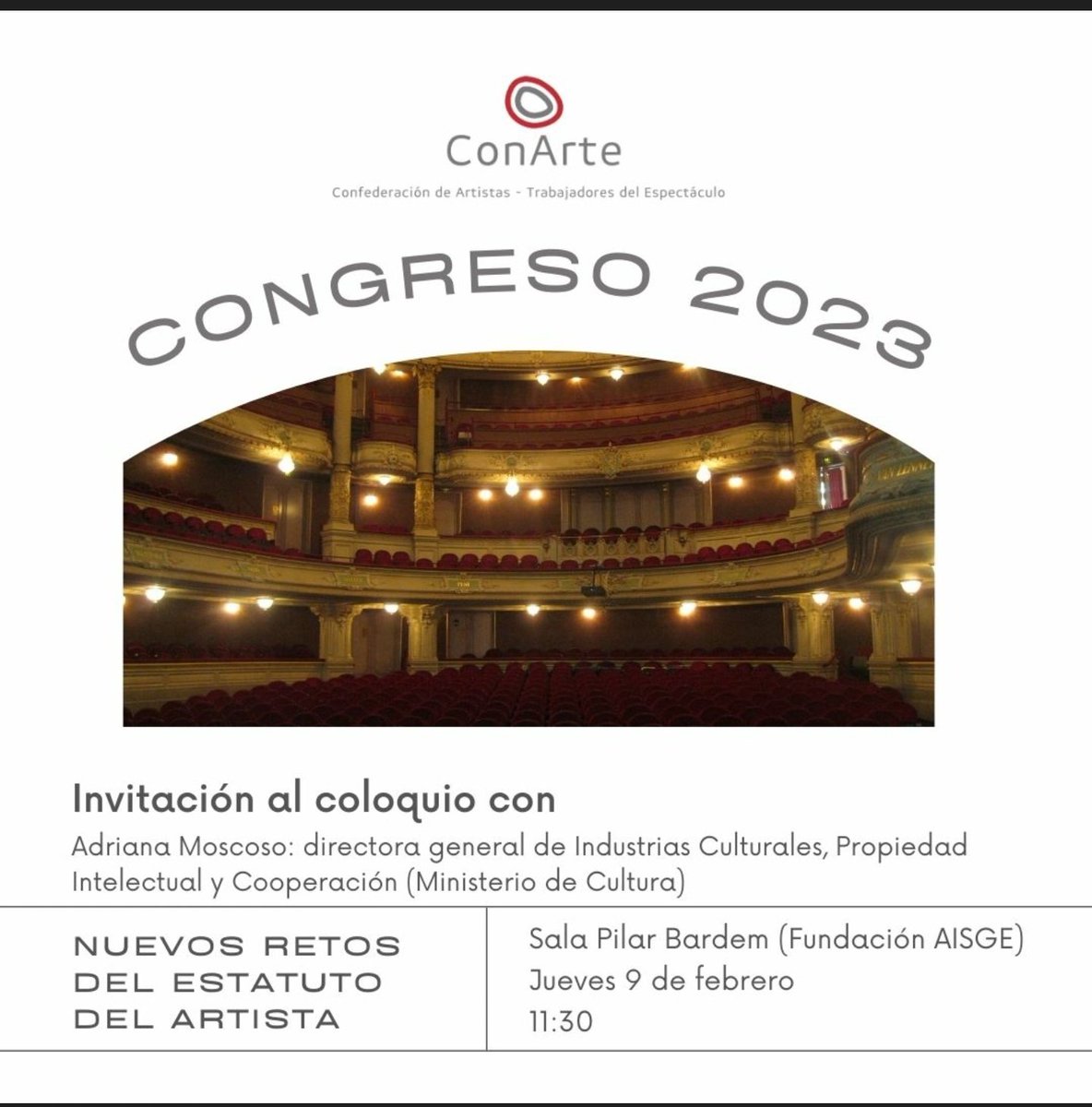 DanzaTransit's tweet photo. Hoy comienza el congreso de ConArte, la confederacion de Artistas del espectáculo. Sin duda el estatuto del artista y den rre o de él la transición profesional estarán sobre la mesa. https://t.co/bfQupqJiDy