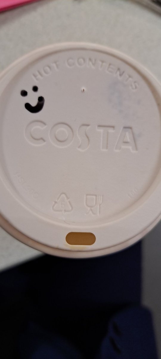 MrJonesParry's tweet photo. #passitforward this little smiley face from a @CostaCoffee employee this morning has cheered me up. Let's all do some little things to help others #goodvibes https://t.co/mFVBMMoRfs