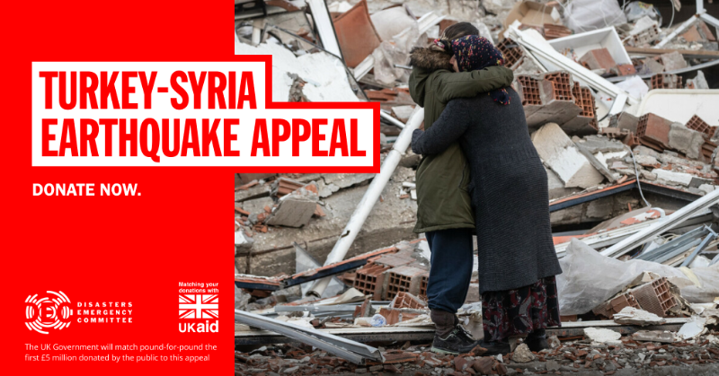 decappeal's tweet photo. Devastating earthquakes have hit Turkey and Syria. DEC charities and local partners are already working with locally-led relief efforts. Please donate now.