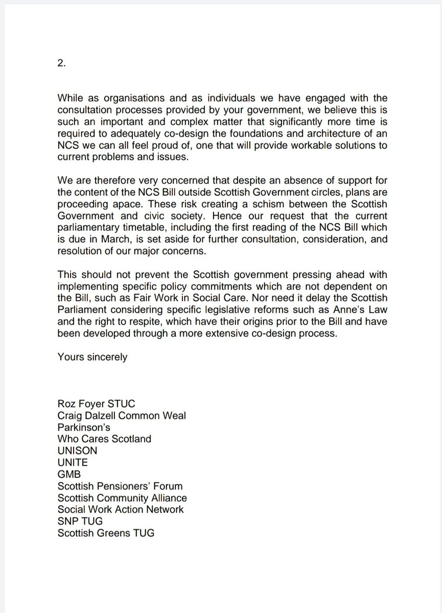 Alongside <a href="/Common_Weal/">The Common Weal</a>, our social care unions and others, we have written to <a href="/ScotGovFM/">First Minister</a> sharing our serious concerns on the National Care Service Bill.

The Scottish Government cannot recklessly plough ahead. They must listen to our social care staff and #PauseTheBill.
