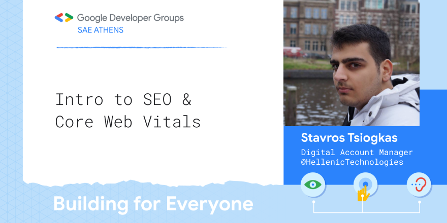 _HTA_'s tweet photo. Our very own Stavros Tsiogkas will be speaking at Google Developers Student Club SAE's event "Intro to SEO and Core Web Vitals".

Sign up here : https://t.co/esLFOOQCxY https://t.co/IojXMEA2PL