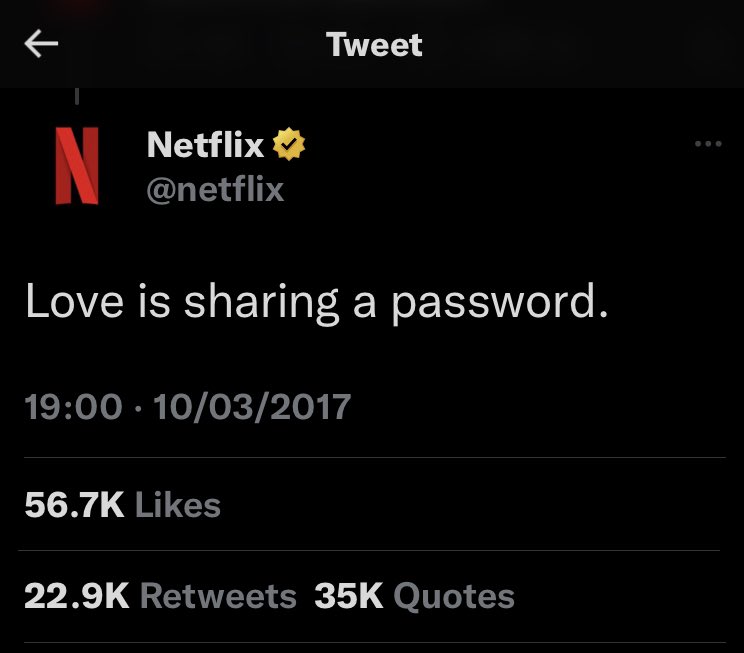 Silver_Fox47's tweet photo. @netflix This is not what I signed up for &amp; I will be canceling if you institute this policy in the UK, millions of people will do the same!!
And how about your slogan “Love is sharing a password”?? https://t.co/3XSEfEtsLR