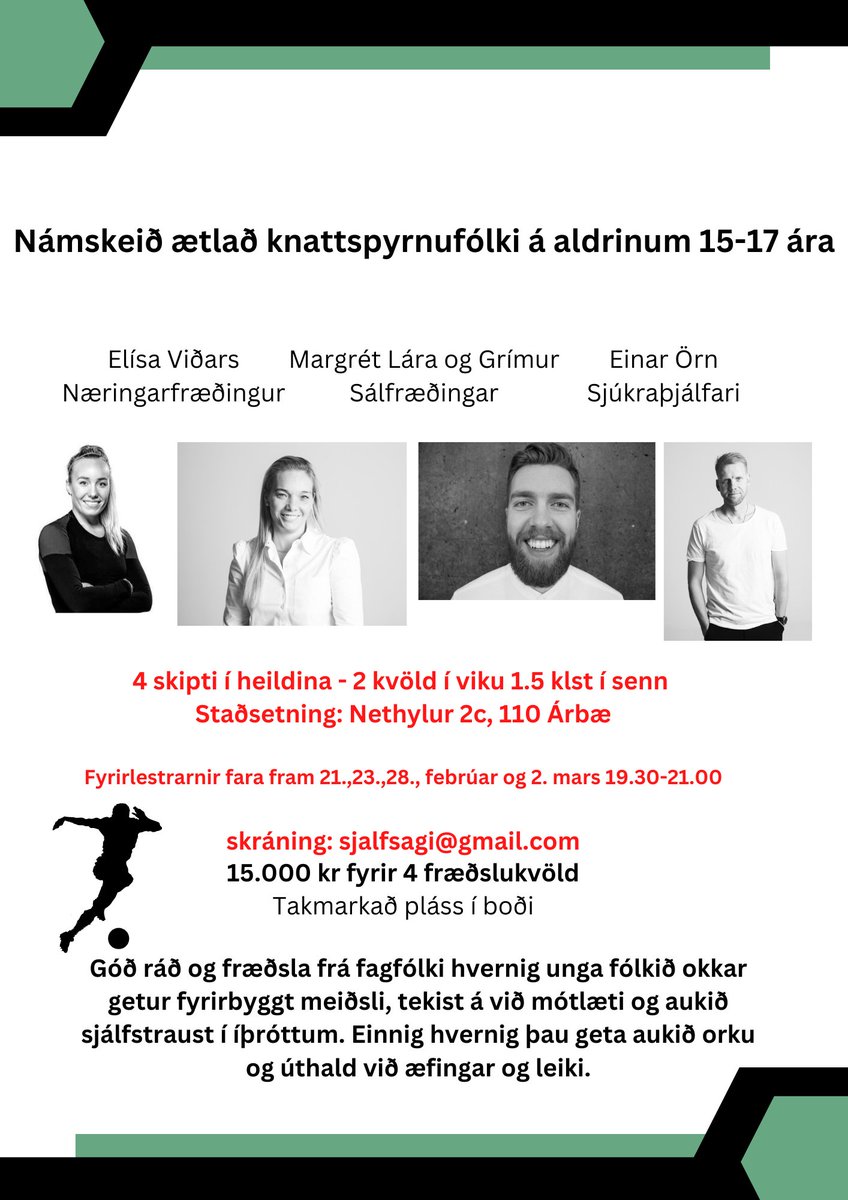 Námskeið sem vert er að skoða ef þú ert 15-17 ára!👀⚽️