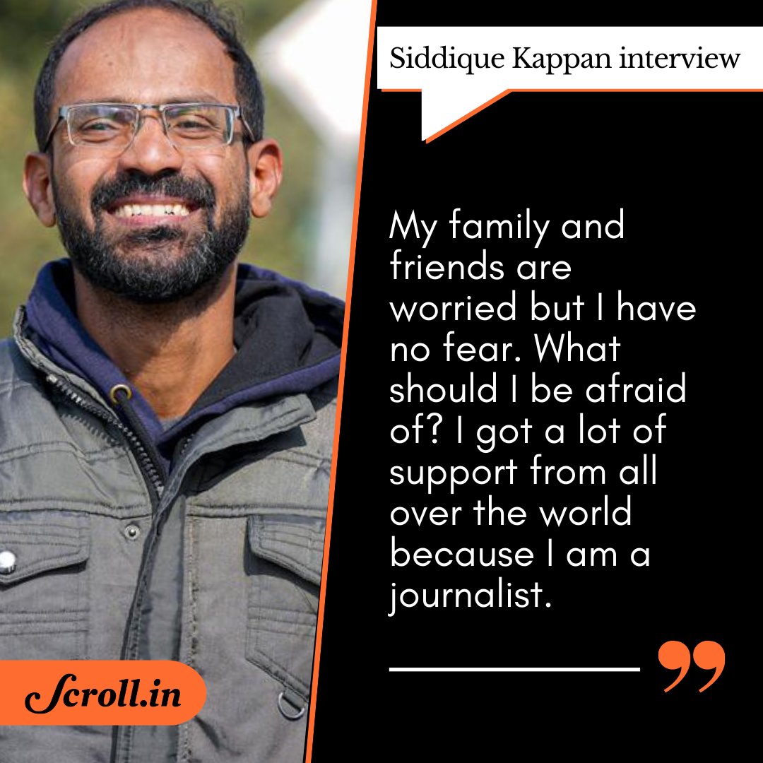scroll_in's tweet photo. #Intreview | A little over a week since Siddique Kappan was released from jail after more than two years behind bars, he is determined to prove his innocence. He also plans to return to work.

He spoke to @ZafarAafaq about his time in jail, and more: https://t.co/Hob0NgGCkr https://t.co/nmVSpHVaLS