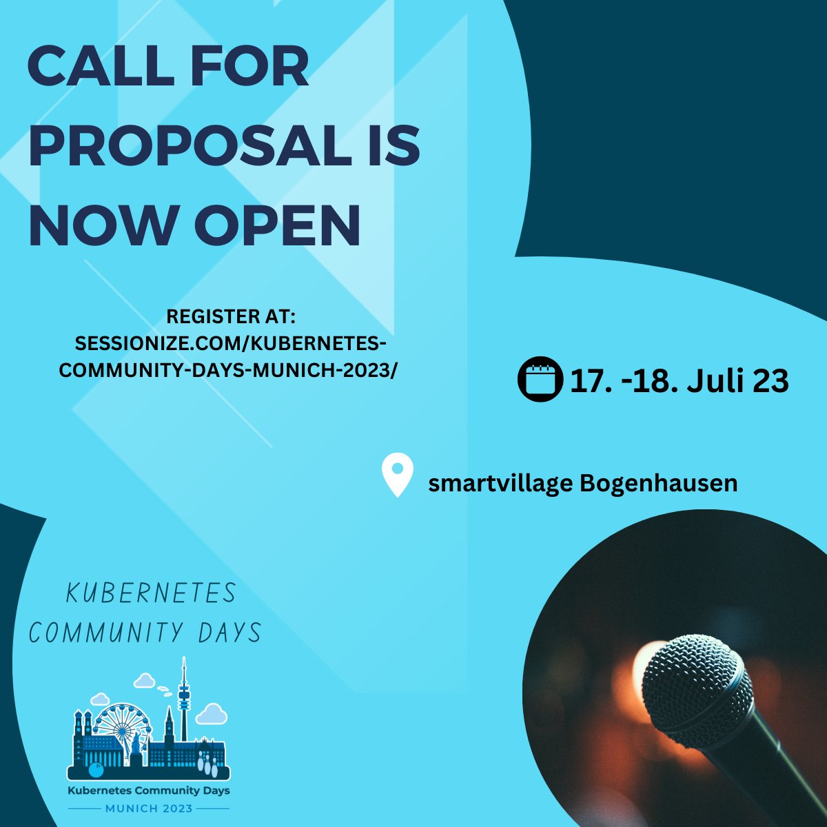 📢 #cfp | Calling for papers for the #Kubernetes Community Days in Munich 2023. Please submit your proposals here sessionize.com/kubernetes-com… and tell us about your Kubernetes story! 📄

#kubernetescommunitydays #kcd #cloudnative #cloudnativedevelopment #savethedate <a href="/CloudNativeFdn/">CNCF</a>