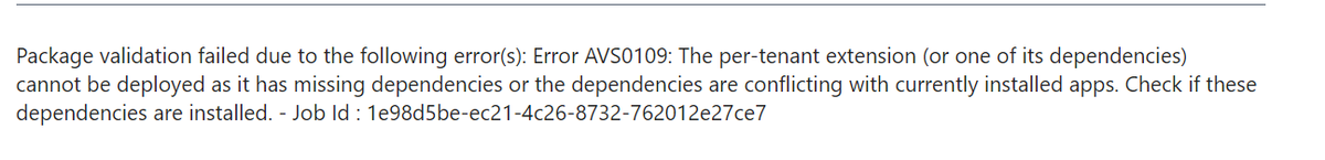 DennisFredborg's tweet photo. #msdyn365bc #bcalhelp I am having a problem on multiple customers, where I can deploy their ext. from VS code, (with "schemaUpdateMode": "Synchronize") with no problem but if I try to upload the extension though extension mgt I get the error below does anyone have any suggestions https://t.co/ayLI8j9991