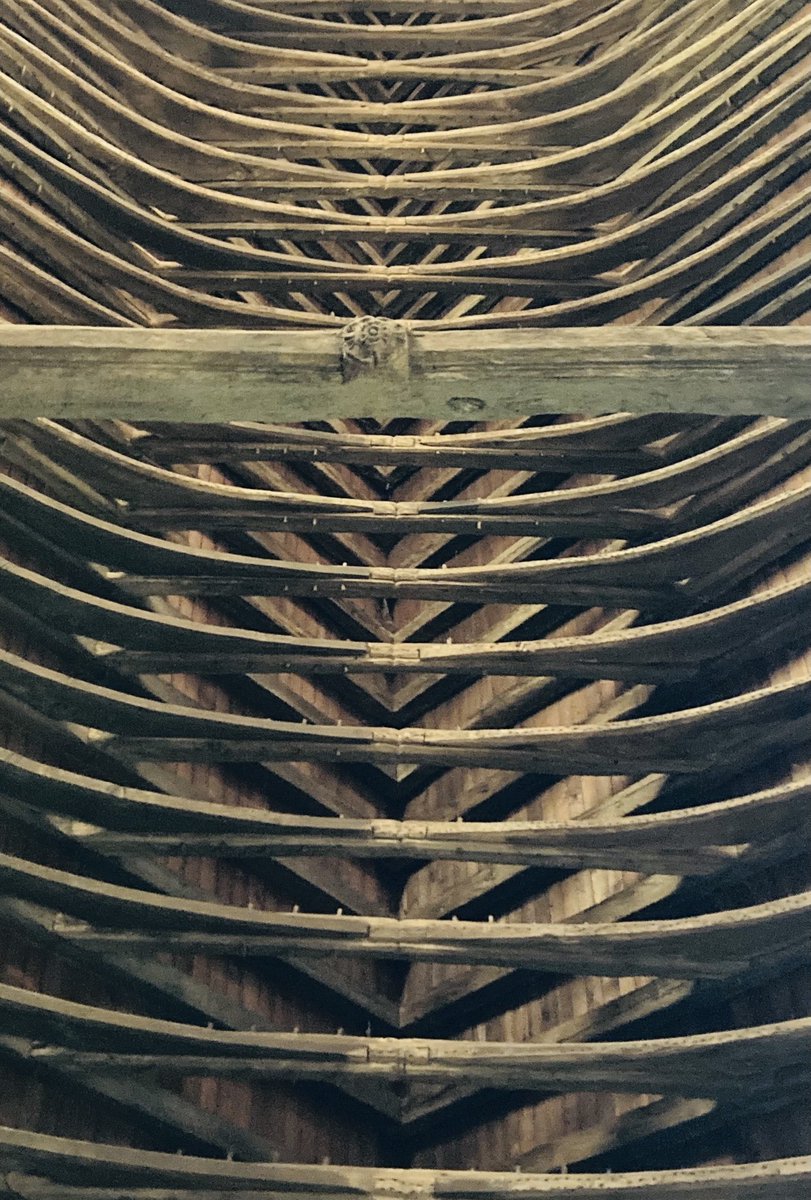 Old wood. A hull of a boat? The ceiling of a church? #woodwork #craftsmen #16thcentury #neensavage #shropshire #carpentry #englishchurches #stmarysneensavage #tudorrose #treewright