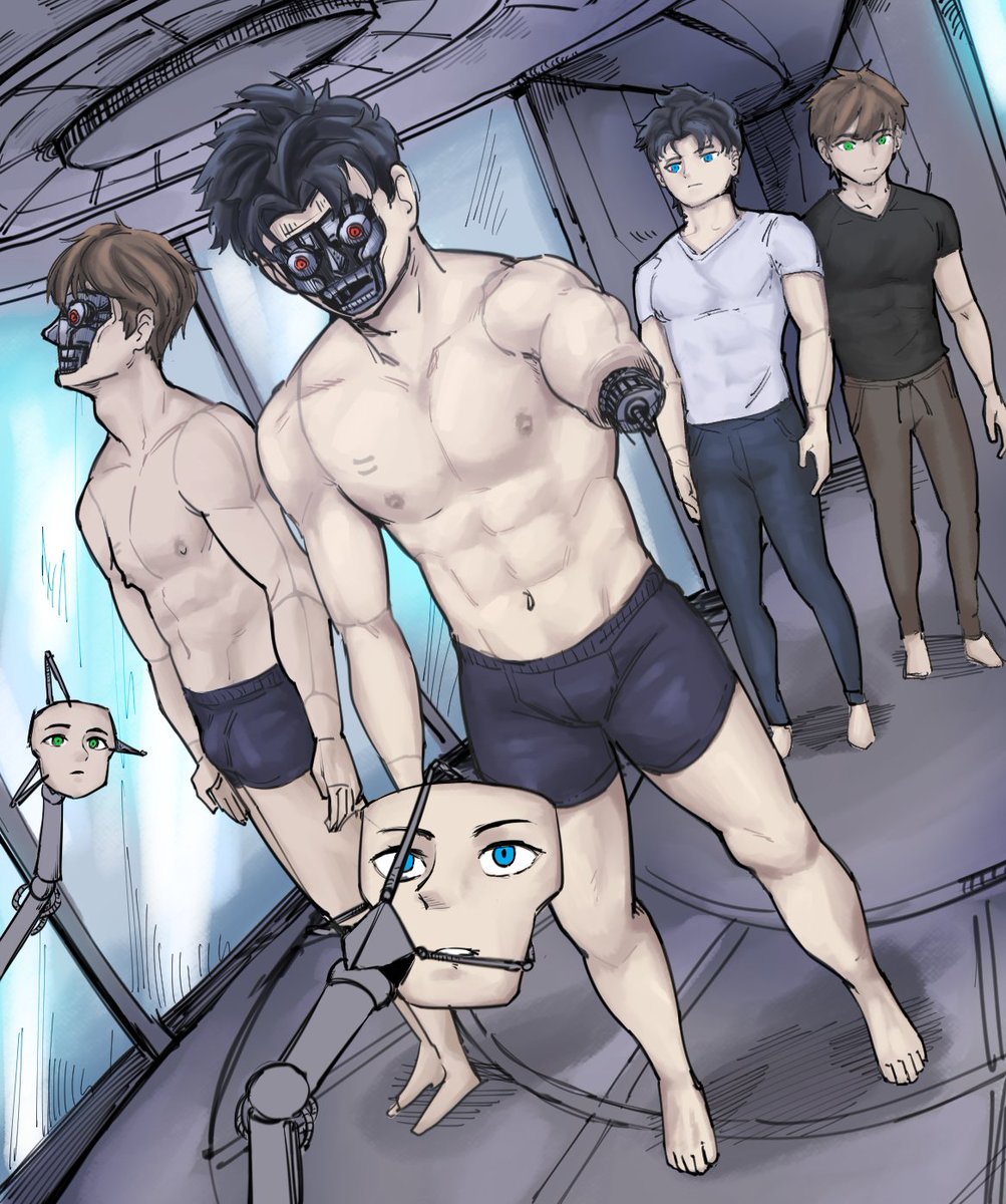 CuteStabber's tweet photo. "Factory assembling" 

See for yourself the process of creation of these magnificent  androids~! these are the androids  S4-N0 and EN-Z0 models that is quite a best selling droid models out there! 

---------------------
a continuation of: 
https://t.co/HkNERFnMWj https://t.co/tyj3a4LdUw
