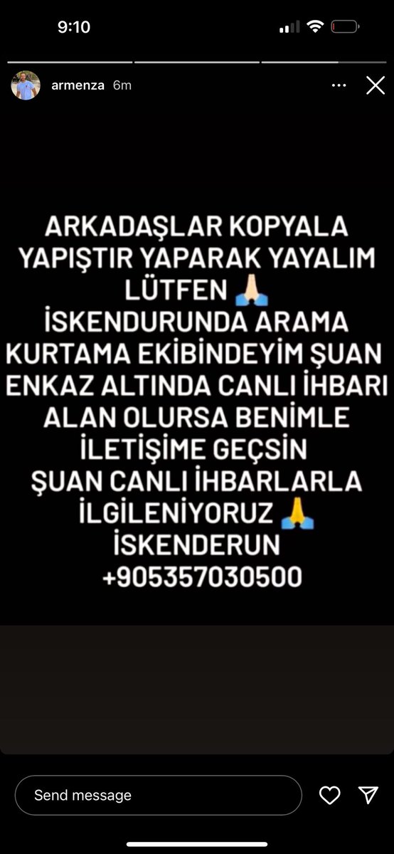 numbizm's tweet photo. Suan Iskenderunda olan bir arkadasim 6 dk once paylasmis. Guvenilir bir kaynak. Iskenderunda ses var ihbari icin : +905357030500 https://t.co/rPrZMytwSF