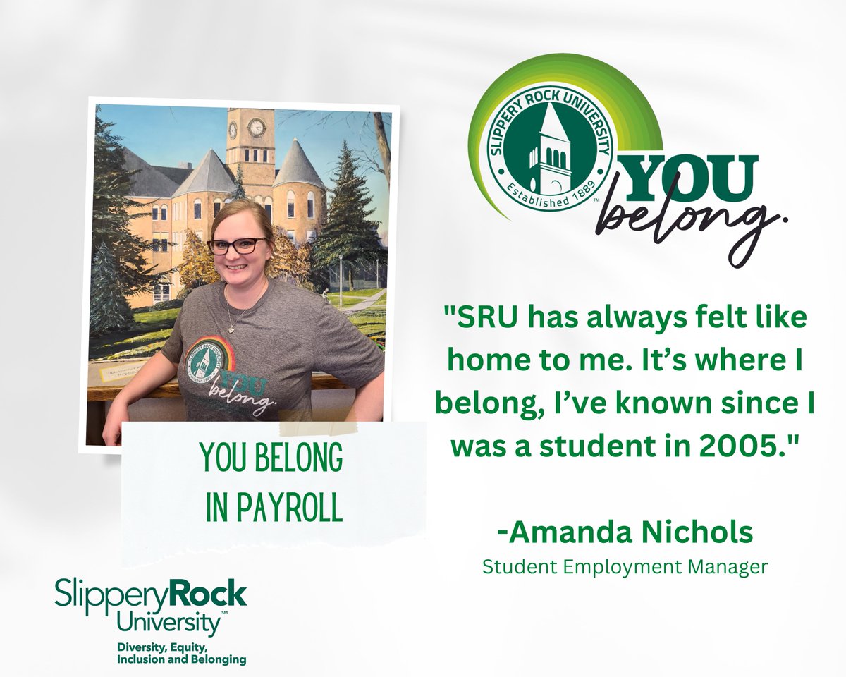You Belong <a href="/SRUPAYROLL/">SRU Payroll & Student Employment</a>