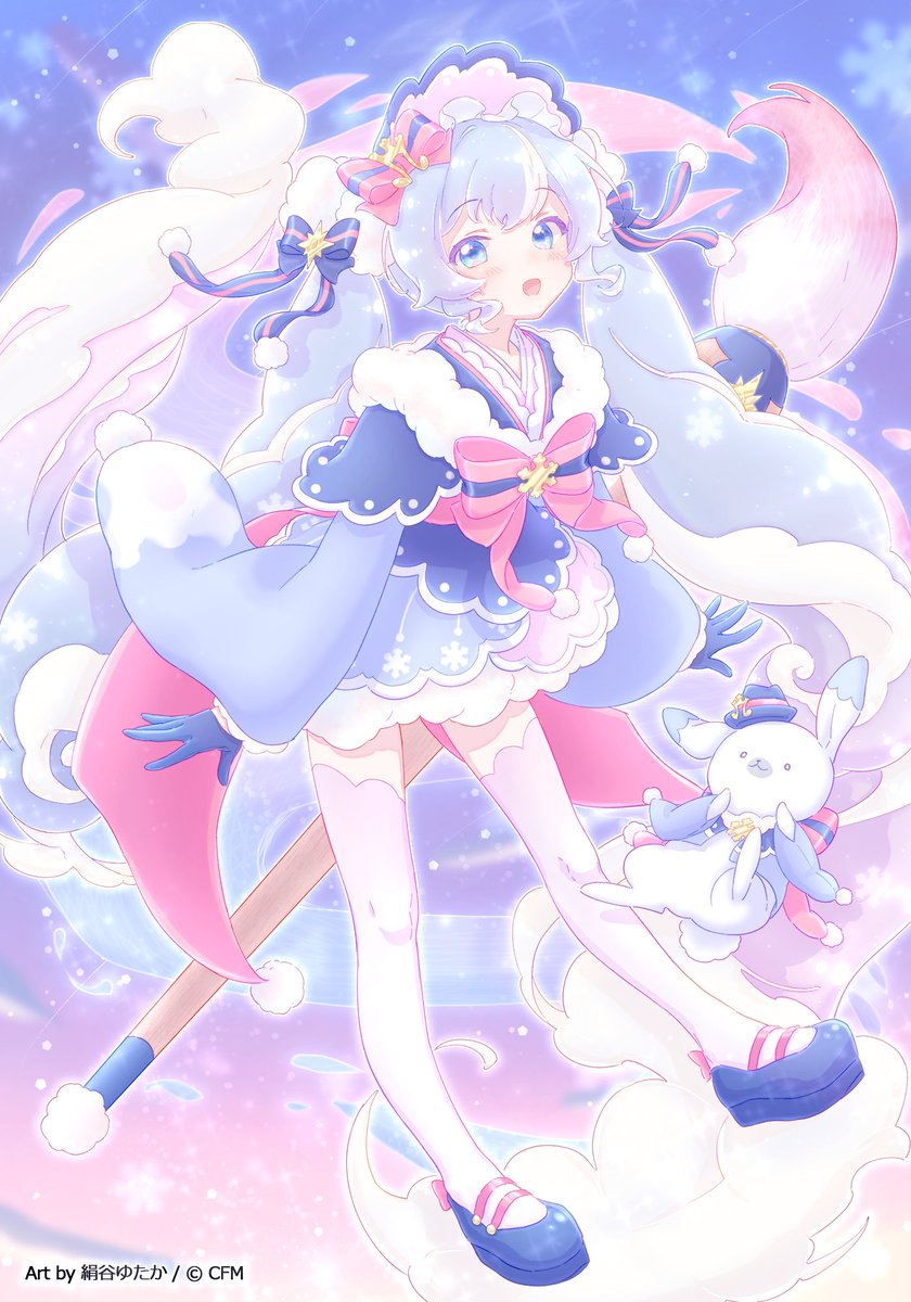 初音ミク ,ラビット・ユキネ ,雪ミク 「#第二十三回塗りマス 楽しく塗らせていただきました!! 」|うにゃまるのイラスト