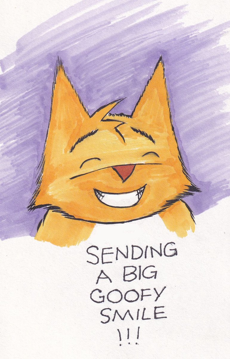 RumpleNLump's tweet photo. Sendinhg a Big, Goofy Smile from Lump! #catsoftwitter #catsofinstagram #webcomic #webcartoon #webtoons #paperandpencil #penandink #sketch #inkdrawing #marker #markerdrawing #illustration #traditionalart #notai #penbrush #pentel #cute #toocute #gingercat #rumplenlump https://t.co/fMzbJIp050