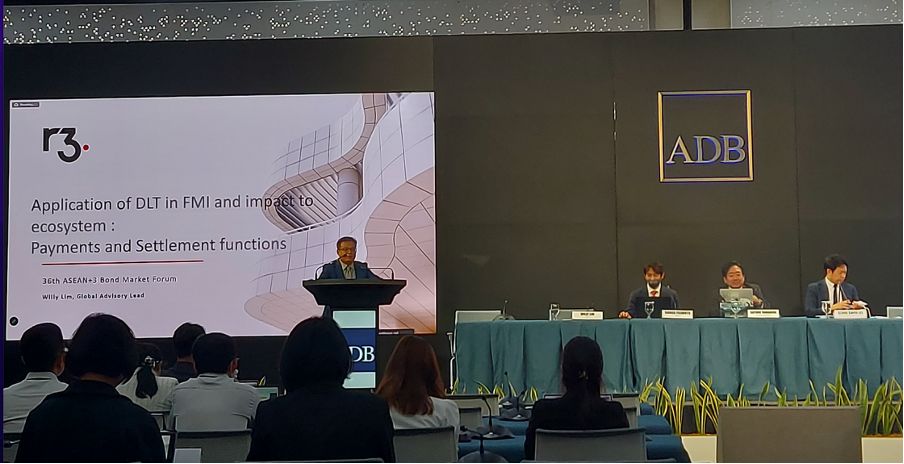 inside_r3's tweet photo. Great to see R3's Willy Lim spreading the word at the 36th ASEAN+3 Bond Market Forum (#ABMF) meeting, hosted by the #AsianDevelopmentBank (#ADB) last week. As always, Willy's presentation was incredibly insightful and generated a lot of interest from his fellow industry experts. https://t.co/ebTW2MX2T9