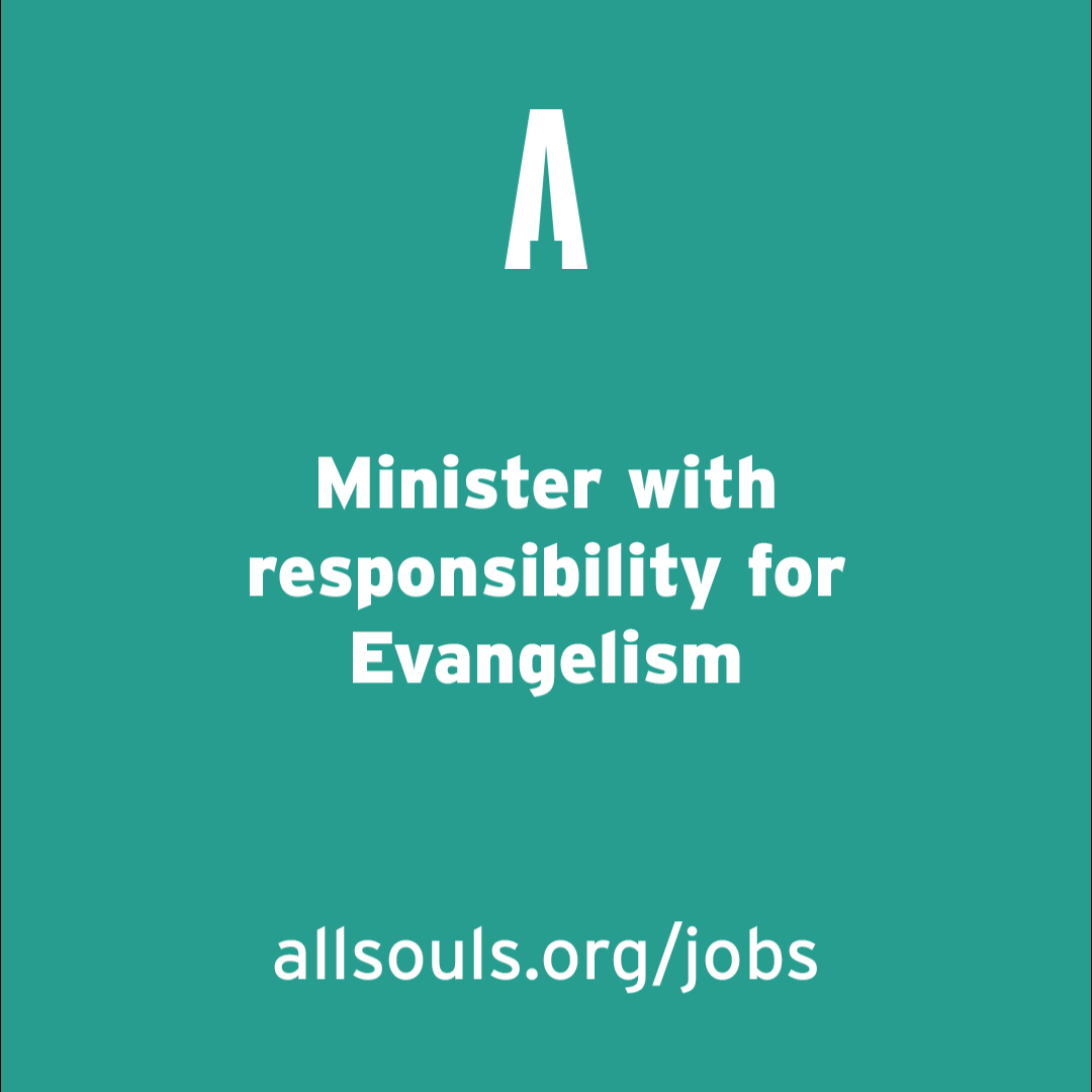 WE'RE HIRING 🙌

All Souls are looking for a full-time Minister with responsibility for Evangelism. 

For more info, or to apply, check out allsouls.org/.../Informa...…