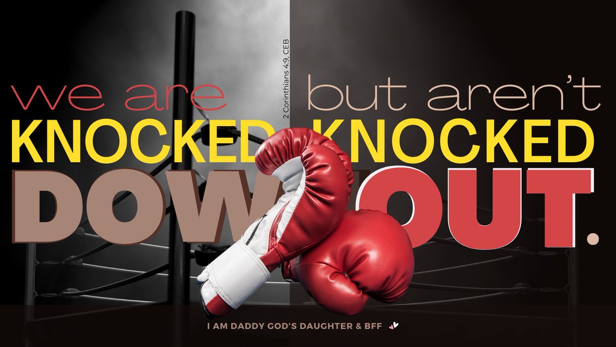 We are knocked down but aren’t knocked out.
—2 Corinthians 4:9, CEB #God #Godiswithyou #knockdown #knockeddown #knockout #victory #theRock #JesusourRock