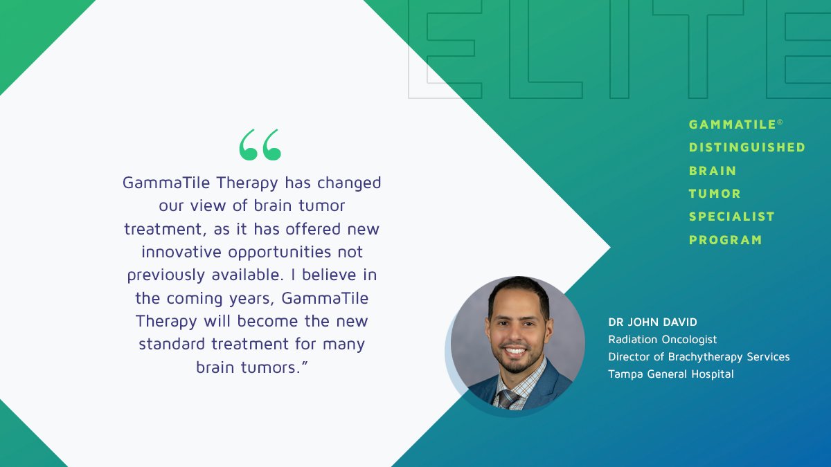 Congratulations to Dr. David and Tampa General Hospital for helping to improve the lives of patients with brain tumors. After completing 10 GammaTile® Therapy cases, they are now a distinguished ELITE GammaTile center.  

#GammaTile #braintumors #WeAreTGH