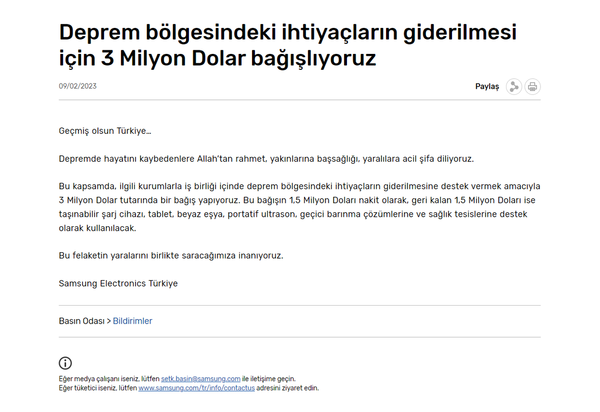 <a href="/SamsungTurkiye/">Samsung Türkiye</a> 3 Milyon Dolar bağış için çok teşekkürler