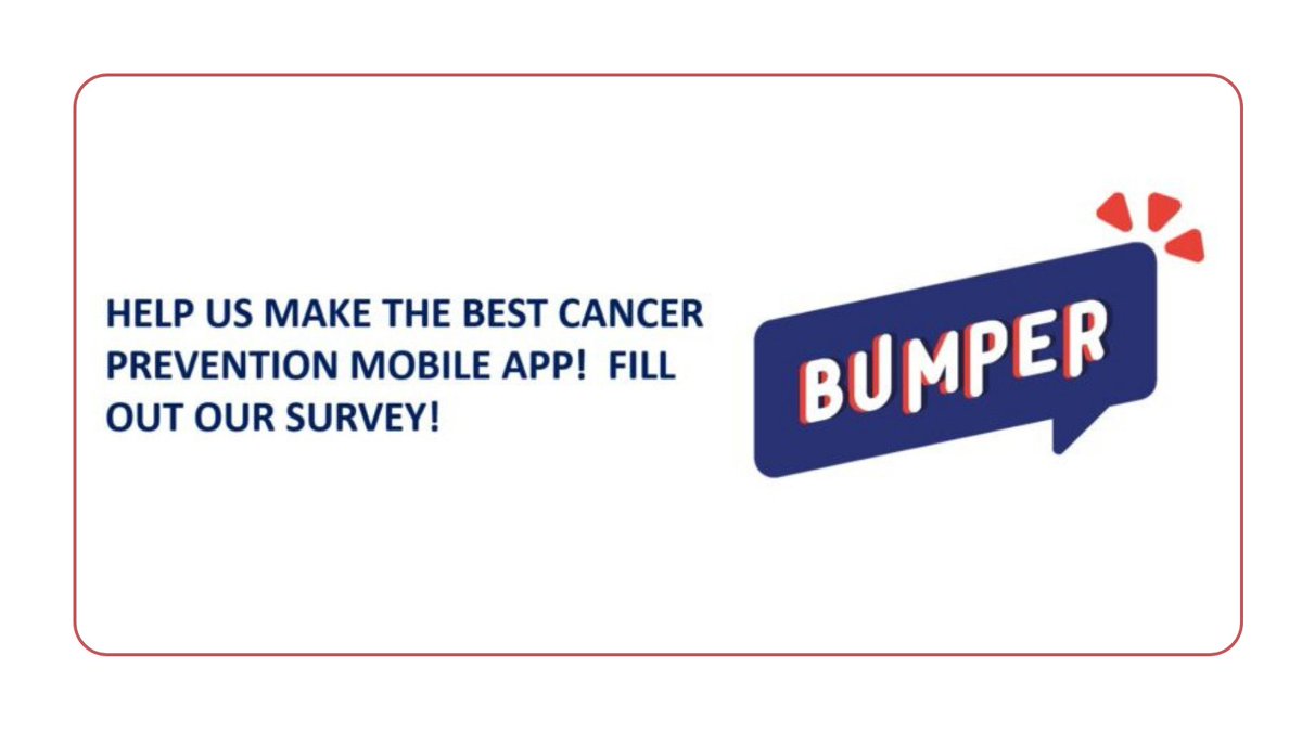 What do you want in a cancer prevention app? Together with BUMPER project partners, we are developing an app to promote the cancer prevention measures of the #EuropeanCodeAgainstCancer. Help us create an app you’d love to use! ➡️Take the survey: bit.ly/3ljtWKS