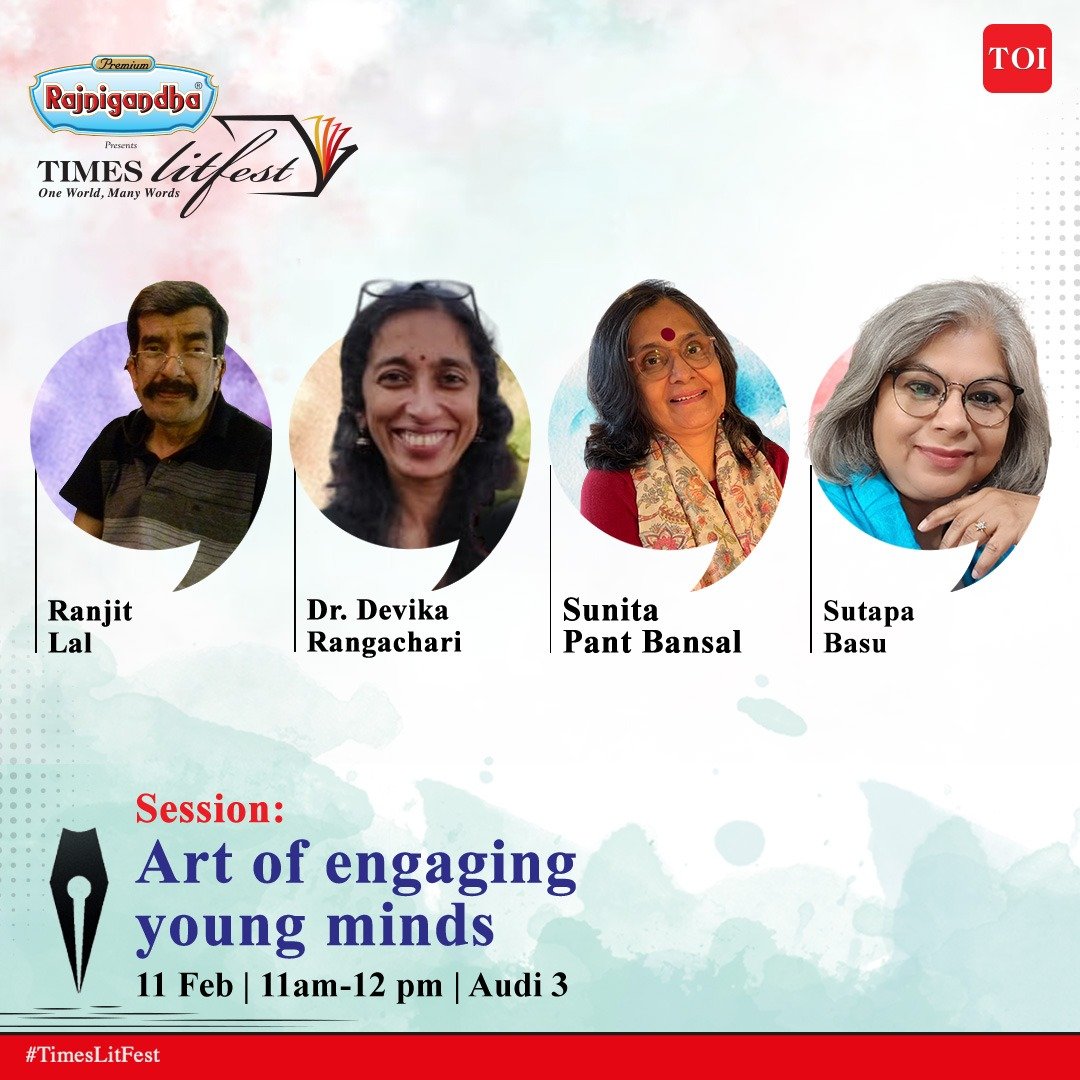 Join Ranjit Lal, Dr. #devikarangachari @sunitapb  and @sutapabsu20 at the #TimesDelhiLitfest, & be inspired to ignite a love of learning on 11th Feb, from 11 AM -12 PM at Siri Fort Audi 2, Delhi. 

Visit bit.ly/TLFDelhiFB for more!

#TLFDelhi2023 #OneWorldManyWords