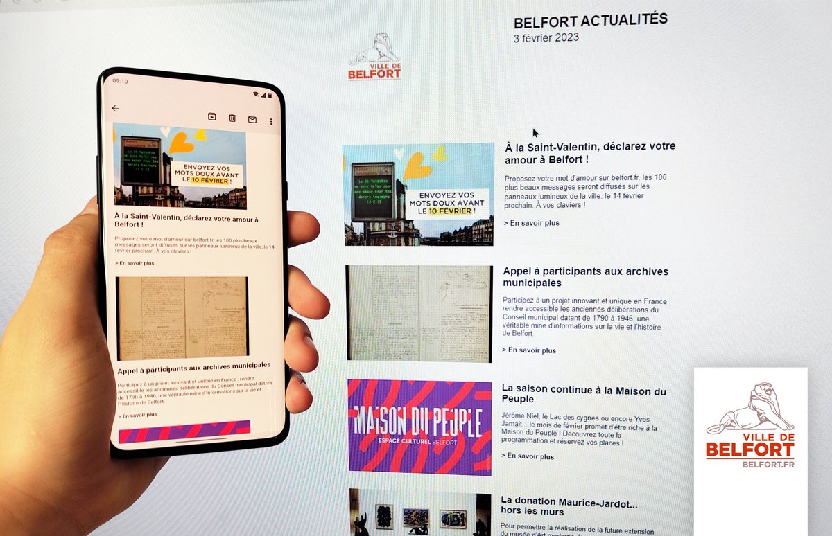 Événements, bons plans, infos pratiques...
🦁 Pour ne rien rater des actus de la Ville de Belfort, abonnez-vous à notre infolettre👉

bit.ly/infolettre-bel…