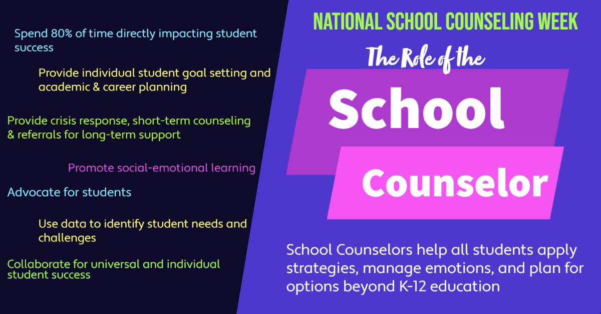 Do you know what #schoolcounselors really do? Spoiler alert: It’s A LOT. This week, we’re celebrating their dedication to all students. #NSCW23 #HelpingStudentsDreamBig <a href="/ASCAtweets/">ASCA</a> <a href="/Monongalia_Co/">Monongalia County Schools</a> <a href="/WestVirginiaSCA/">WVSCA</a>