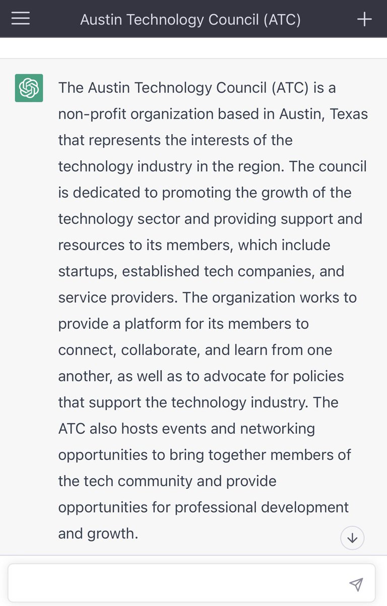 We asked ChatGPT “What is the Austin Technology Council?”.