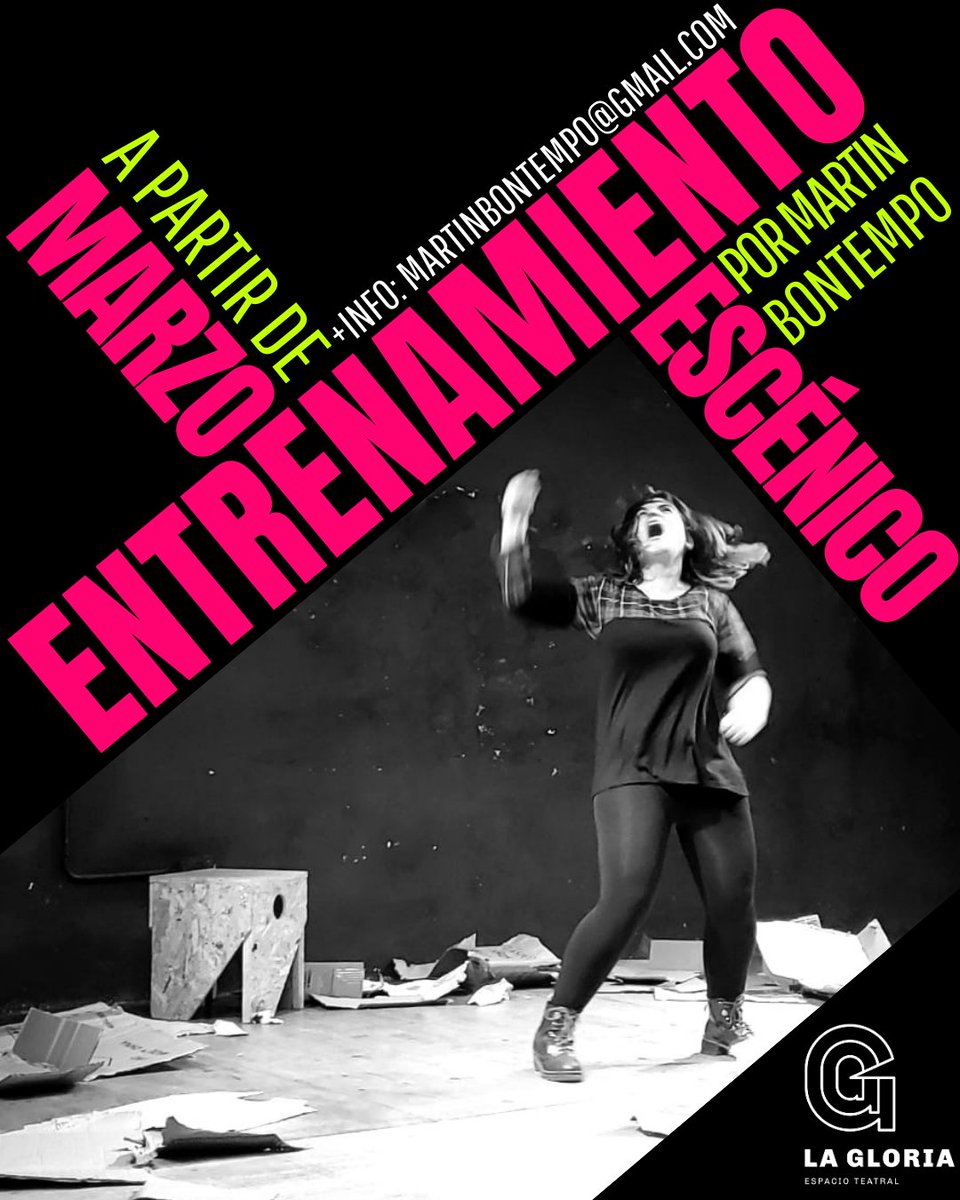 🎭 CLASES EN LA GLORIA 

👉 Entrenamiento Escénico por #MartinBontempo 
📅 Días lunes a partir de Marzo • Taller Cuatrimestral •