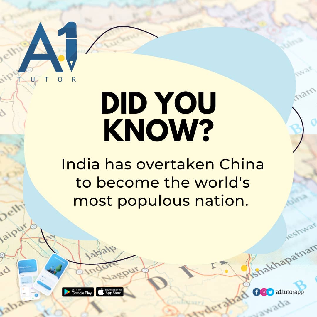 A1tutorapp's tweet photo. India has surpassed China as the world's most populous country according to recent estimates. 
As reported by Bloomberg, at the end of 2022, India's population stood at 1.417 billion based on U.N. projections. 
 
#TurkeySyriaEarthquake #population #China #India https://t.co/5zIuaoHJ38