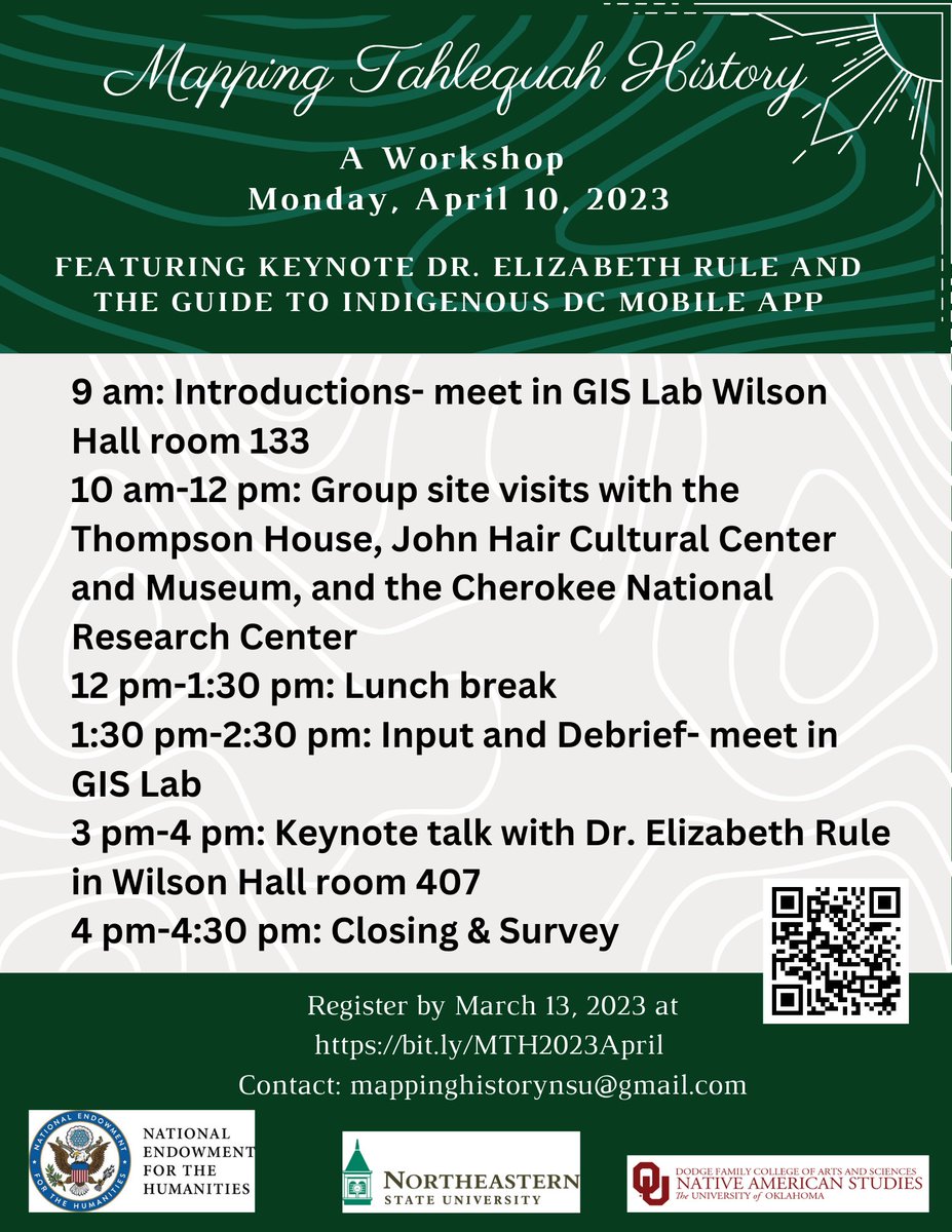 NSUHistory's tweet photo. #MappingTahlequahHistory Workshop and Keynote on April 10 at #NSUOK register at https://t.co/4ujqNeX9hr https://t.co/cZlVn4xwL0