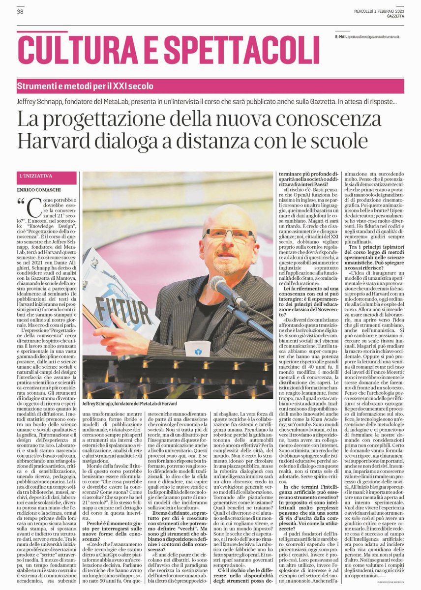 metalabharvard's tweet image. This spring at @Harvard, @jaytiesse &amp;amp; the metaLAB team are teaching a course on #knowledgedesign. Excited to share that the world's oldest newspaper, @gazzettamantova, will be covering the journey from overseas where the first piece in a series has been recently published. 📜📰