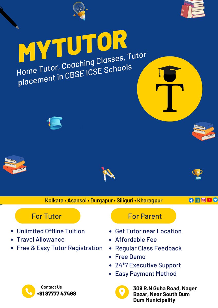 MyTutordotin's tweet image. Looking for Experienced Home Tutors?

#MyTutor provide with a Smile &amp;amp; Suggestion.