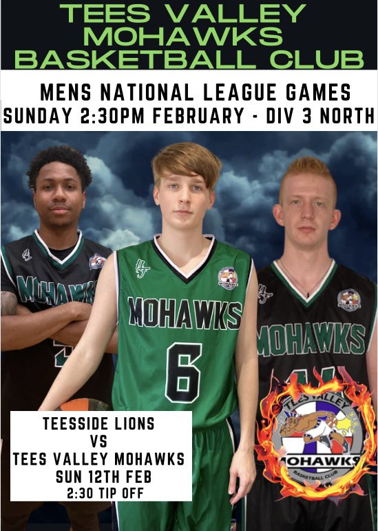 Big game this Sunday as Mohawks take on Teesside Lions at Eston Sports academy at 2:30pm. #proudtobeamohawk #basketballengland #teesvalley #teesside
