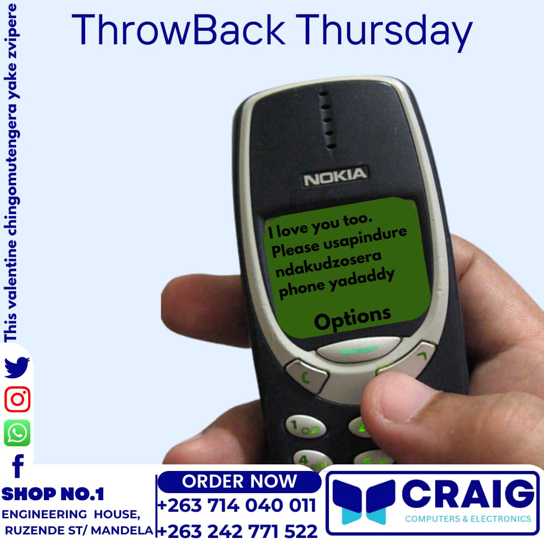 craig_zw's tweet photo. Throwback Thursday
Gone are the days we used to use our parents/ siblings, phones without their consent. Kkkkkk
Kana wako asina muitire plan this Valentine's Day.
Follow this link to view our catalogue on WhatsApp: https://t.co/92EwWuoeRd
#craigcomputers
#valentines https://t.co/3MRcAZyHDA