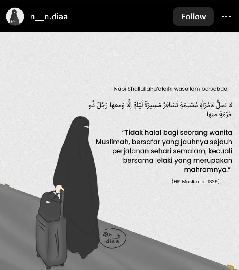 lilaccountz's tweet photo. Ini yg banyak kita suka lupa. Mahrom tuh sepenting itu, apalagi klo safarnya cm buat have fun (liburan misal). Kecuali darurattt bangettt! Dan mahrom kita ga cuma bapak atau kakak/adik laki2 loh! Ada paman, kakek, anak, yg mana semua jg bisa kena dosa klo ga nemenin kita safar— https://t.co/D0Io2Uelu2