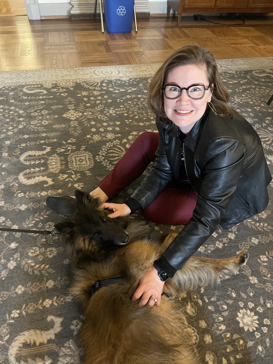 BethFischer1's tweet photo. ⁦@UNCGPolice⁩ dog Odin joined our division meeting! Best way to start the day and future honorary #UNCGAlumni https://t.co/StJ4yfC4Ju
