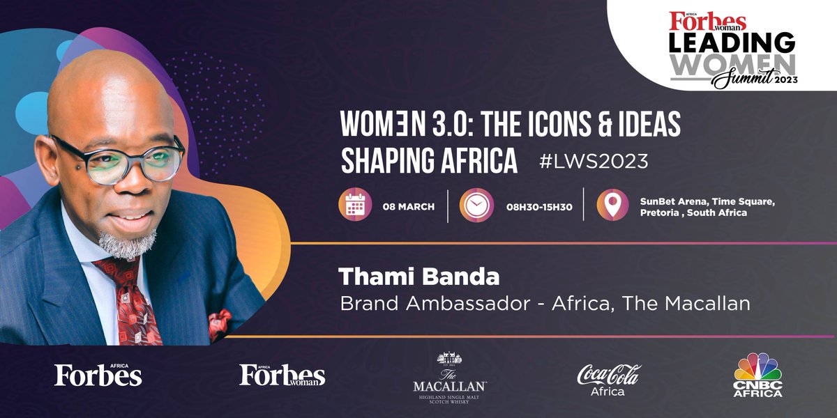 cnbcafrica's tweet photo. #SpeakerAnnouncement 

Join @The_Macallan Brand Ambassador, #ThamiBanda at the 8th annual #LWSummit as he offers some well-distilled insights on female leadership in his industry. 
What are you looking forward to at #LWS2023?  

Get your tickets NOW: https://t.co/Mb4kGlqYCv https://t.co/C4cI6kXZNn