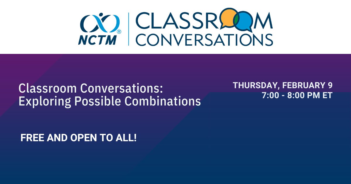 NCTM's tweet image. TONIGHT: Learn how #elementary school teachers can use an NCTM classroom resource focusing on possible outcomes to generate student discourse and sense-making 👉 nctm.link/bfOUN

Free and open to all! 

#mtbos #iteachmath #ClassroomConversations